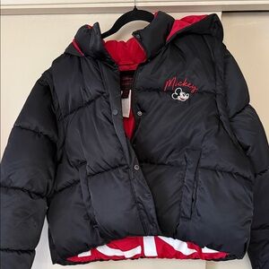 Disney Black and Red Mickey Women’s Puffer Jacket/Vest